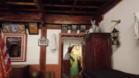 Interior-view-of-a-model-theme-of-rural-village-houses-in-India-and-its-age-old-traditions,-developing-art-villages