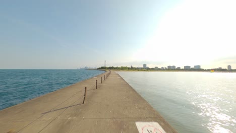 Time-lapse-of-bike-ride-starting-from-Montrose-Beach-and-onto-Chicago's-Lakefront-Trail-on-the-shores-of-Lake-Michigan