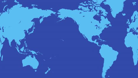 Rotating-blue-world-map,-Seamless-loop