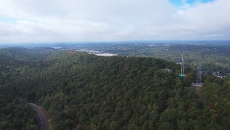 Aerial-view-of-Oak-Mountain-over-looking-Pelham,-Alabama