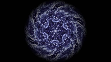 Animation-of-a-beautiful-mandala-of-purple-and-blue-light-turning-on-a-black-background,-it-is-a-symbol-of-the-crown-chakra