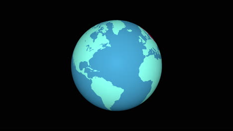 Rotierender-Globus-Mit-Russland-In-Roter,-Nahtloser-Schleife