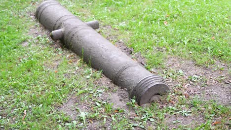 Ancient-Cannon-Gun-Historical-Monument-at-Jelgava-Palace-Museum---handheld-details