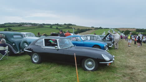 Classic-Jaguar-E-Type-Coupe-At-The-Great-Trethew-Vintage-Rally-In-Liskeard,-UK