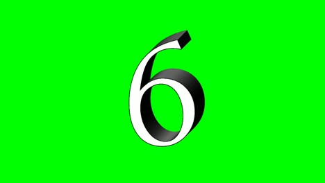 Nummer-6-Sechs-Animation-Grüner-Bildschirm