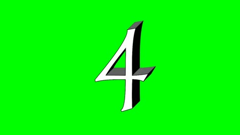 Nummer-Vier-4-Animation-Grüner-Bildschirm