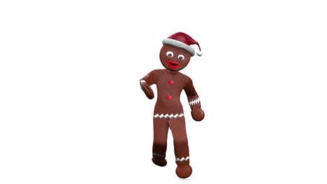 Christmas-gingerbread-wearing-a-Santa-hat-and-walking-loop-on-white-background