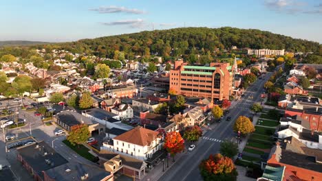 Small-town-in-America-during-autumn-golden-hour