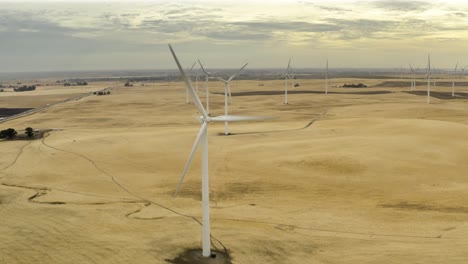 Aerial-shot-of-wind-turbines-in-a-field-on-Montezuma-Hills