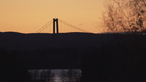 Swedish-bridge,-at-a-sunny-evening,-at-Hoga-Kusten,-Vasternorrland,-Sweden