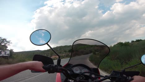 Riding-a-motorcycle-on-Penteli-mountain-in-Greece