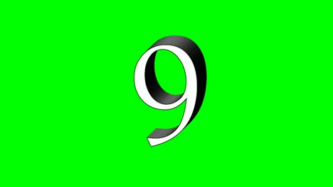 Nummer-9-Neun-Animation-Grüner-Bildschirm