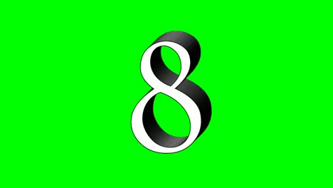 Nummer-8-Acht-Animation-Grüner-Bildschirm