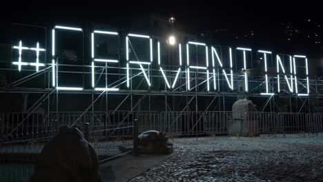 Cervantino-festival-lighting-sign-at-night-in-Guanajuato-downtown