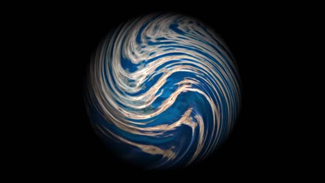 Blue-energy-ball-turning-on-a-black-background,-water-element,-elemental-visual-in-motion