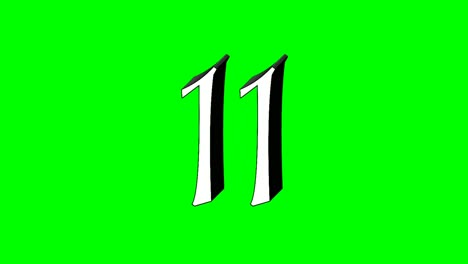 Nummer-Elf-11-Animation-Grüner-Bildschirm