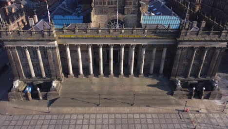 Aerial-Drone-Shot-Pulling-Away-From-Leeds-Town-Hall-in-Leeds-City-Centre