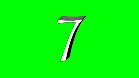 Nummer-Sieben-7-Animation-Grüner-Bildschirm