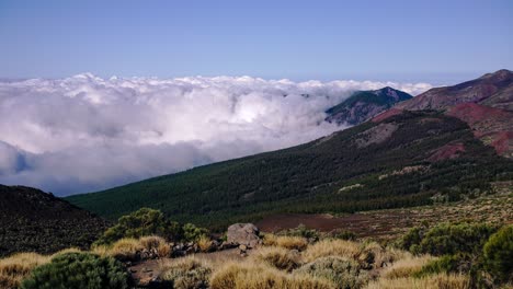 Sea-of-clouds-seen-from-Teide-National-Park,-Tenerife-Island