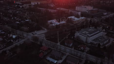 drone-shot-of-sunset-in-city---Tartu-Europe
