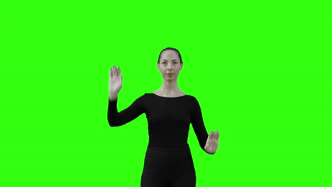 Woman-Act-Swipe-Gestures:-Pitch-Zoom-In-and-Tap-with-Green-Screen