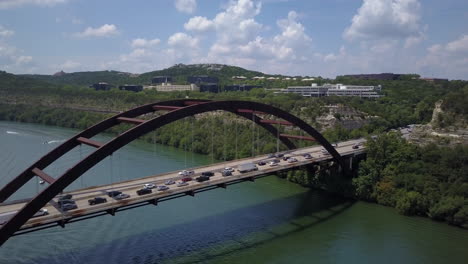 Aerial-pull-back-reveal-of-Pennybacker-bridge