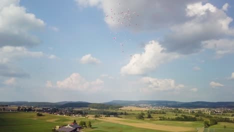 Luftballons-Fliegen-In-Den-Blauen-Himmel