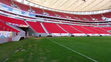 Beautiful-pan-tilt-shot-revealing-the-soccer-pitch-in-the-Mane-Garrincha-Stadium