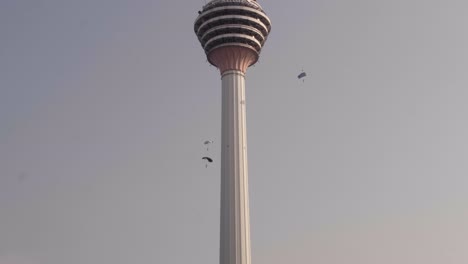 Base-jumpers-jumping-from-Menara-tower-in-Kuala-Lumpur
