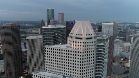 This-video-is-about-an-aerial-view-of-the-downtown-Houston-skyline-in-the-evening