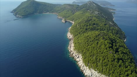 Close-up-aerial-footage-of-Lopud-Island-in-Croatia
