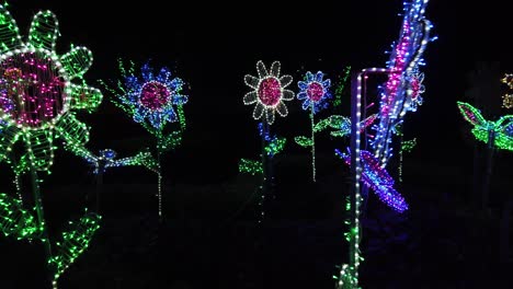 LED-Lighting-Festival-In-the-Park,-Sunflower-Field