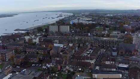 Aerial-view-of-Gravesend-town,-Kent,-UK