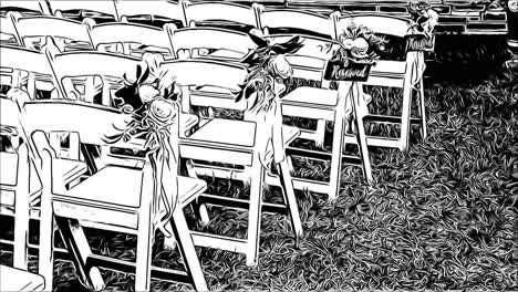 Black-and-White-animation-of-Wedding-chairs-and-reserved-sign