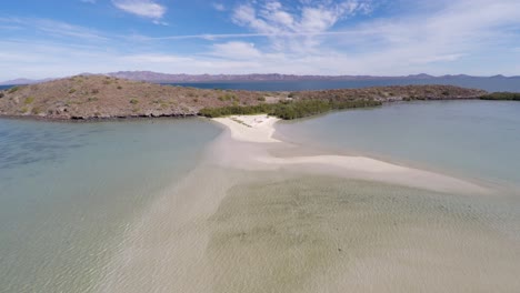 Aerial-drone-shot-of-El-Requeson-beach,-Concepcion-Bay,-Baja-California-Sur