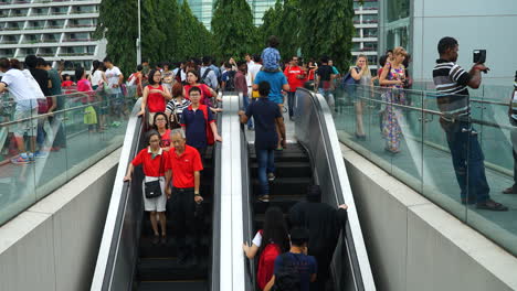 Singapore---Circa-People-ascend-and-descend-an-outdoor-escalator-at-a-Singapore-shopping-mall