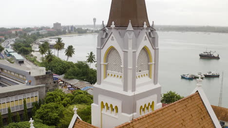 Bird's-eye-view-of-Saint-Joseph's-Metropolitan-Cathedral-at-the-seafront-in-Dar-es-Salaam-city-Tanzania