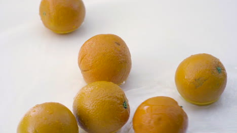 SLOMO-of-Oranges-in-Water-on-White-Backdrop