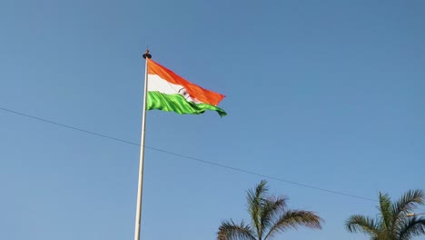 Beautiful-Indian-flag-long-shot-near-a-highway-road-stock-video