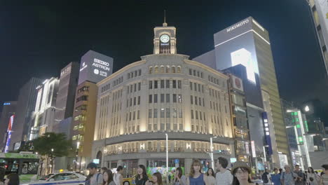 Tokyo-Japan---Circa-Ginza-District-Upscale-Shopping-Area-and-Wako-Store-in-Center