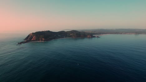 Sunrise-drone-shot-of-Cape-Byron,-in-Byron-Bay-3