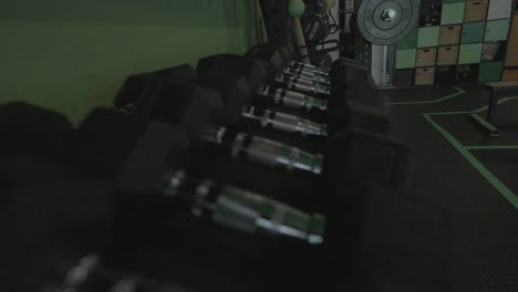 A-rack-of-dumbbells-inside-of-a-gym