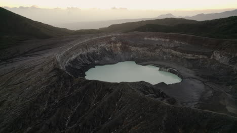 Aerial---one-of-largest-craters-in-world-at-Volcan-Poas-in-Costa-Rica