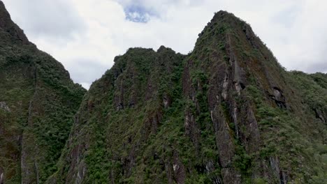 Aerial-drone-fly-view-of-Machu-Pichu-Mountain,-Peru,-Andes,-South-America