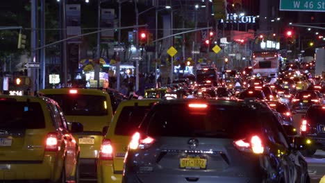 Busy-summer-night-time-traffic-in-New-York-City-street