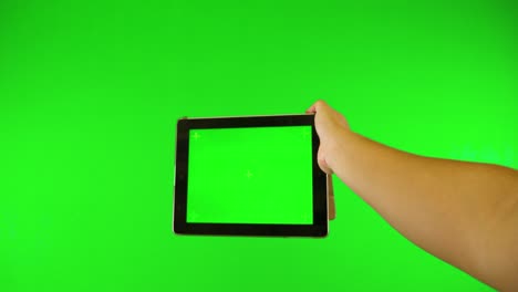 Tableta-De-Pantalla-Verde-Y-Dispositivo-Comercial-Chromakey-De-Fondo-Verde-Utilizando-Material-De-Archivo