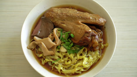 Egg-noodles-with-stewed-and-braised-duck-in-brown-soup---Asian-food-style-2