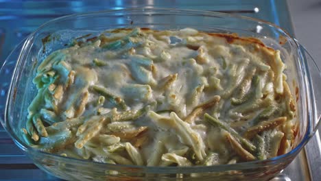 Oven-Baked-Cheesy-Chicken-And-Pasta-In-A-Glass-Baking-Dish