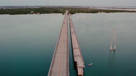 Aerial-shot-of-the-Summerland-Bridge-in-Florida-which-connects-several-of-the-Florida-Keys-on-the-way-to-Key-West