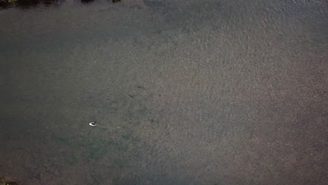 Absenken-Einer-Drohne-über-Einem-Mann,-Fliegenfischen-Im-Provo-Fluss-In-Utah
